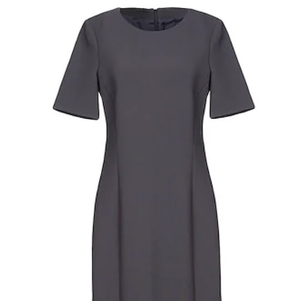 Peserico Textured Charcoal Gray Black Short Sleeve Zip Back Mini Dress Size S